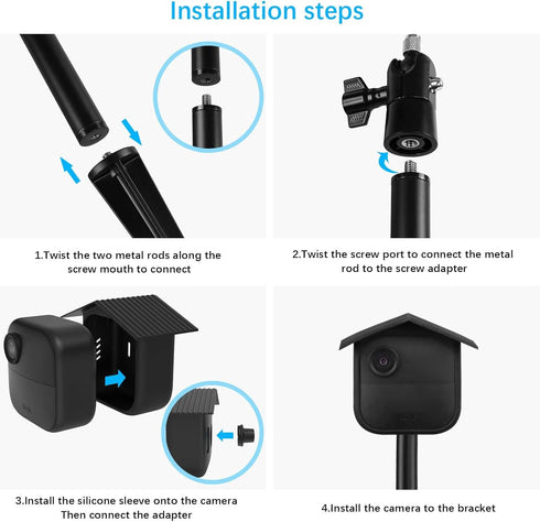 Security Camera Ground Stake + Silicone Cover Case for Blink Outdoor 4 (4th Gen), Heavy Duty Stand Mount with