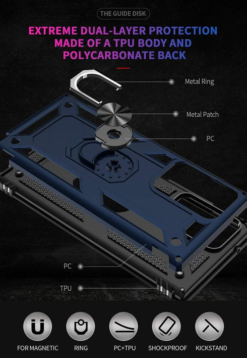 ADDIT Samsung Note 20 Ultra Case, Military Grade Phone Case with Magnetic Car Mount Ring Holder Stand for Galaxy Note