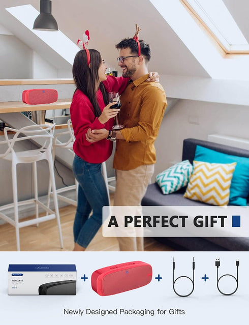 LENRUE Bluetooth Speaker, Wireless Portable Speaker with Loud Stereo Sound, Rich Bass, 12-Hour Playtime - Perfect for