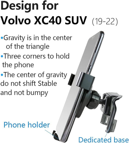 Car Phone Holder for Volvo XC40 2019-2025 SUV Auto Accessories Navigation Bracket Mobile Cell Phone Mount
