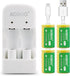 AOBOO CR2 3V Rechargeable Battery 4pcs + Charger Set Compatible with Golf Rangefinder