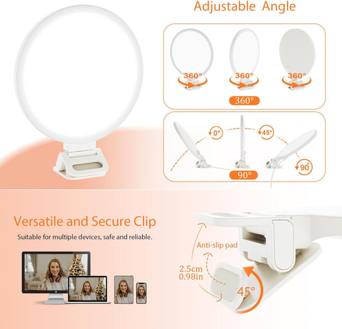 ACMEZING 60 3 Upgraded Full Screen Ring Light LED Side Emitting Anti-Glare Clip-on Light for Phone iPhone Computer