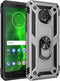 Military Grade Drop Impact Case for Motorola Moto G6 with 360 Metal Rotating Ring Kickstand Holder, Shockproof (Sliver)