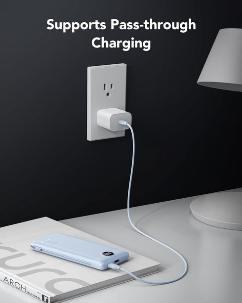 VRURC Portable Charger with Wall Plug, 10000mAh Power Bank, 22.5W Fast Charging, Slim Compact Battery Pack