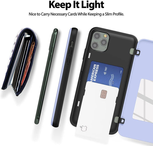 GOOSPERY Magnetic Door Bumper - Lilac Purple Compatible with iPhone 11 Pro Max, Wallet Case with Card Holder