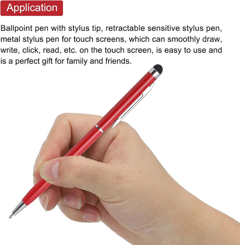 MECCANIXITY 6pcs Metal Stylus Pen, 2 in 1 Universal Retractable Ink Pen with Stylus Tips for All Touch Screen Devices,
