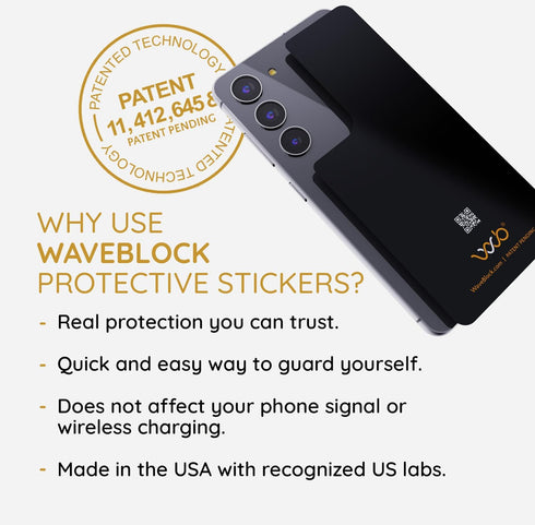 WAVEBLOCK Protection Sticker for Samsung Galaxy S23 - Harm Blocker for Smartphone, 5G Shield Reduction, Fits Beneath