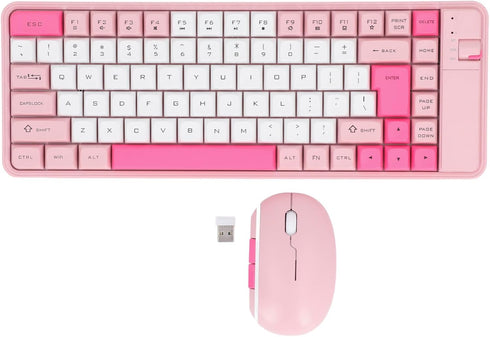 Keyboard and Mouse Combo for Windows, Bluetooth 2.4 GHz Receiver, 84 Keys QWERTY Layout, Adjustable DPI Mouse
