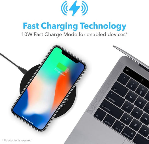Apexan Fast Wireless Charger, Compatible for Apple iPhone 13/12/11/Pro/Pro Max/X/XS/8, Qi Fast 10W Charging Pad
