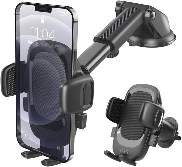 DYT Car Phone Holder Mount, Upgraded-Bumpy Roads Friendly, 3 in 1 Phone Mount for Car Dashboard Windshield Air Vent,