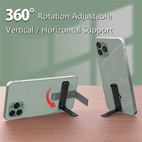 Smartphone Stand WUZMINR Kickstand 360°Rotation Adjustable Vertical Horizontal Placement Mobile Phone With 3M Tape Compatible Iphone / Android Ipad Etc. (4-8 Inch)(1 Pack), Black,1 Pack