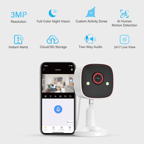 Jennov 5Ghz/2.4Ghz Outdoor Cameras for Home Security IP66 Waterproof -2K Indoor Camera for Pet Dog, WiFi Baby Camera Monitor, Color Night Vision AI Human Motion Detection 2-Way Audio