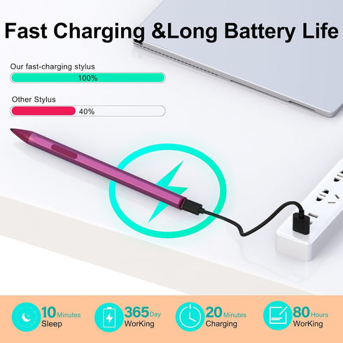 Stylus for HP Envy X360, Pavilion x360, Specter X360, Rechargeable MPP 2.0 Tilt Pencil with 4096 Pressure Sensitivity