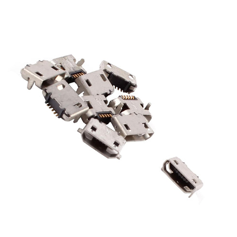 uxcell 10 Pcs USB Standard Micro Type B Female Jack 5 Pin, Metal Charging Port Socket Angle Dip Repair Replacement Parts
