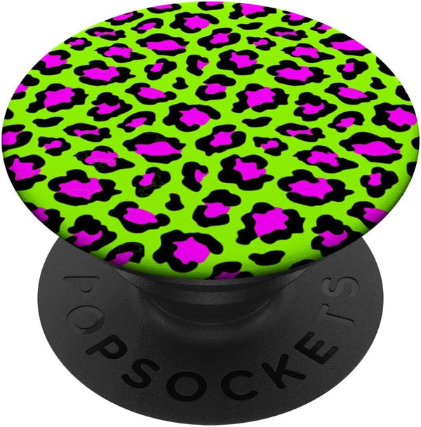 PopSockets Standard PopGrip - Animal Print Leopard Pink and Lime Green Retro 80's for Girls