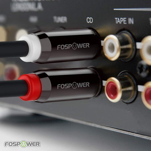 FosPower 3.5mm to RCA Cable (10FT) Male to Male Stereo Aux Cord, 24K Gold Plated Y Splitter Adapter Design
