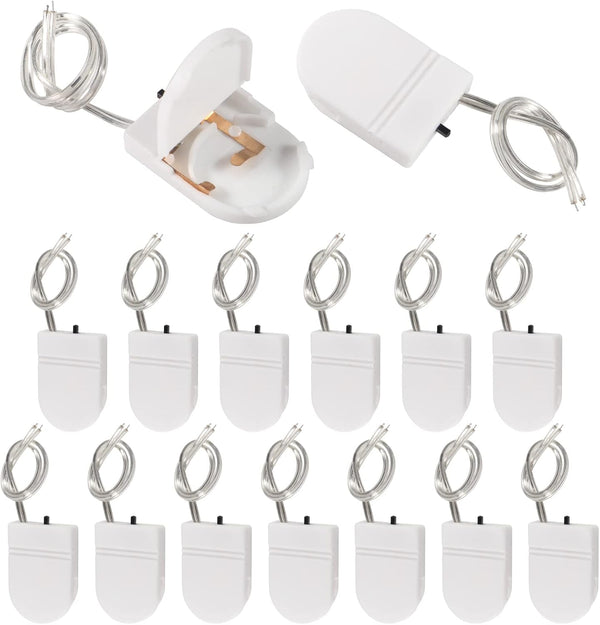 Aobao 15pcs CR2032 Battery Holder with Switch, Coin Cell 1 x 3V Button Leads On Off Switch, White