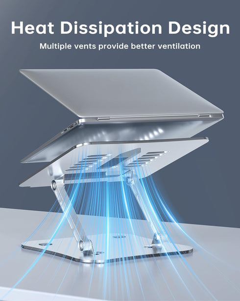 H&C(hcck&Cllassp) 11-17 inch Aluminum Laptop Stand for Desk, Foldable and Portable Laptop Riser, Adjustable Notebook