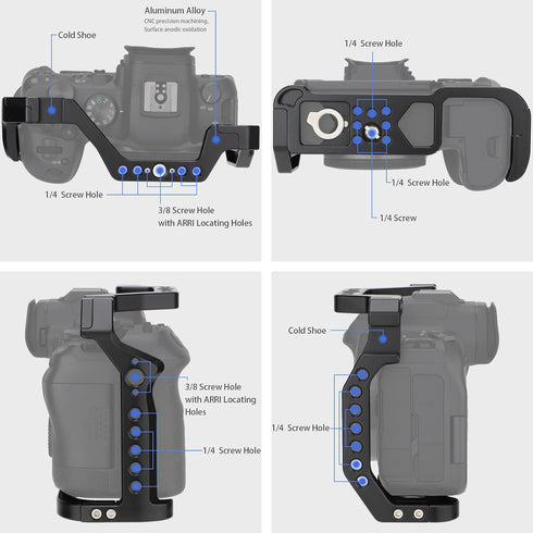 Leftfoto R5 R6 Camera Full Cage for Canon Mirrorless,Extension Mount Microphone Fill Light Bracket Filming