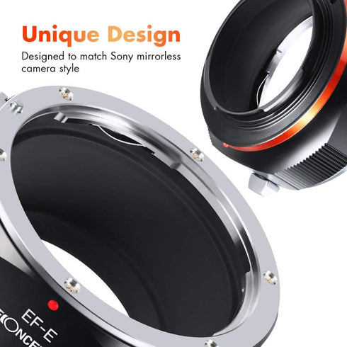 K&F Concept Lens Mount Adapter, Manual Focus Compatible for Canon EOS (EF/EF-S) D/SLR Lens to Sony Alpha E NEX Mount