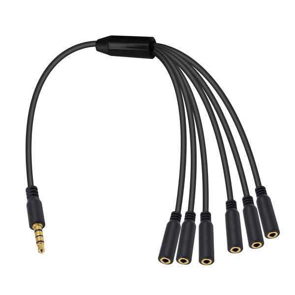 Poyiccot 3.5mm Headphone Splitter, 1 to 6 Ways 3.5mm TRRS Male to 6 Female Cord for Earphone, Laptop, Phone