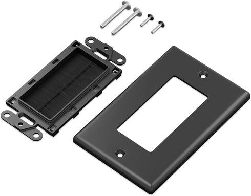 Iwillink Brush Wall Plate (2 Pack), Cable Pass Through Insert for Wires, Single Gang Access Strap for HDTV