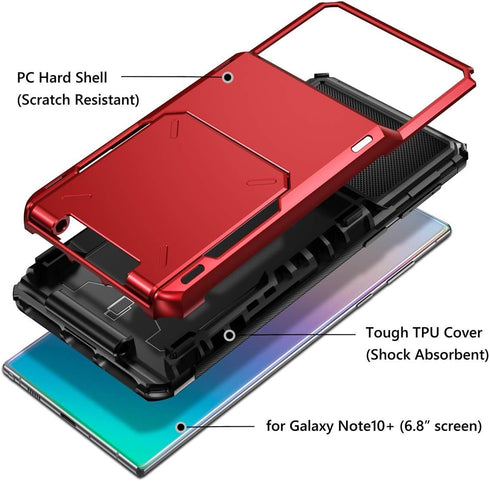 Vofolen Case for Galaxy Note 10+ 10 Plus, Wallet 4-Slot Pocket ID Card Holder, Scratch Resistant Dual Layer Protective