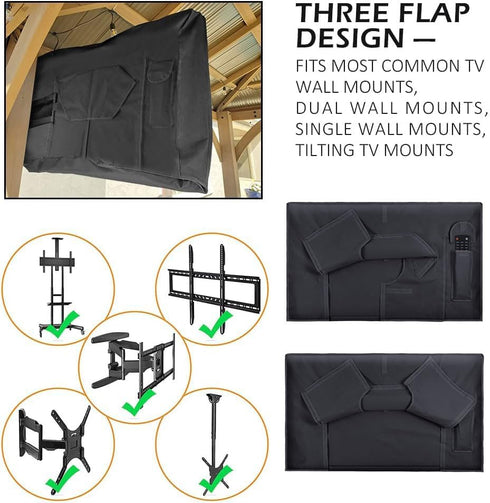 52-55 Inch 600D Outdoor TV Cover with Clear Scratch Resistant Front Flap + Bottom Cover, HOMEYA Weatherproof