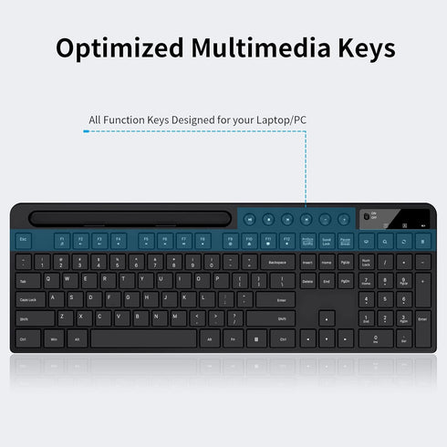 Wireless Keyboard and Mouse Combo, MARVO 2.4G Ergonomic Wireless Computer Keyboard with Phone Tablet Holder, Silent Mouse with 6 Button, Compatible with MacBook, Windows (Black)