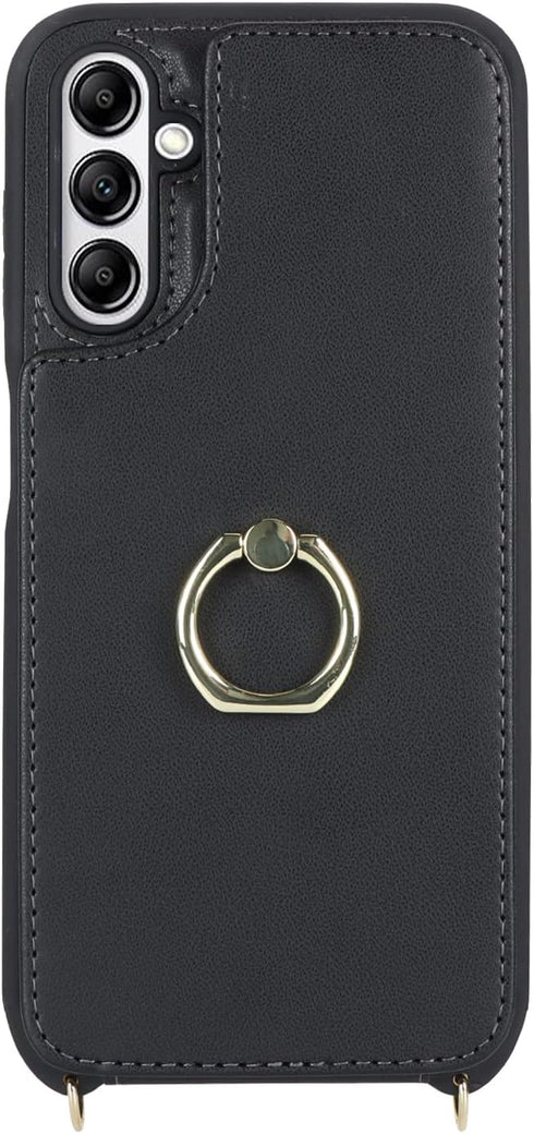 for Samsung Galaxy A13 5G Case with Card Holder and Strap, Crossbody Lanyard, Ring Stand, Snap Clasp, Phone Wallet