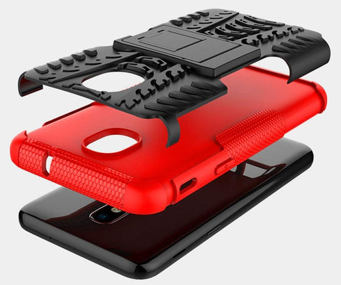 Yiakeng Galaxy J7 Refine Case - Shockproof Protective with Kickstand for Samsung J737V, J737T (Red)