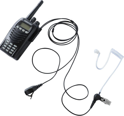 2-Wire K-Plug Earpiece Walkie Talkie Headset with Mic, Transparent Acoustic Tube for KENWOOD, Baofeng, Retevis Radios