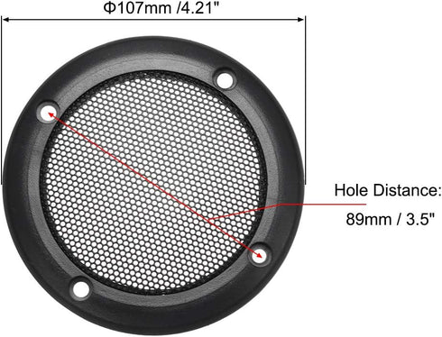 uxcell 4Pcs Speaker Grill Cover 3.5 Inch 107mm Mesh Decorative Circle Subwoofer Guard Protector Black