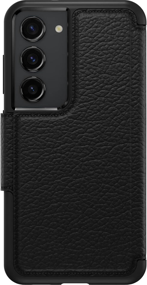 OtterBox Galaxy S23 Strada Series Case - Shadow (Black), Card Holder, Genuine Leather,