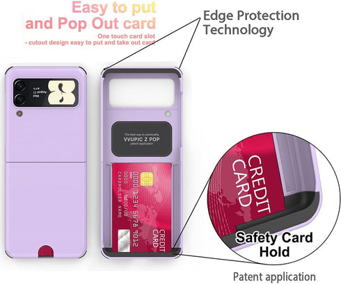Slim Hard Rugged TPU Edge Case Cover for Galaxy Z Flip 3 with Clear Card Slot, Z POP