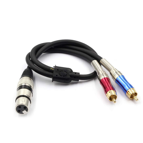 Tisino XLR to RCA Y-Cable, 6.6 feet, XLR Female to Dual RCA Adapter Y-Splitter for Unbalanced Stereo Audio