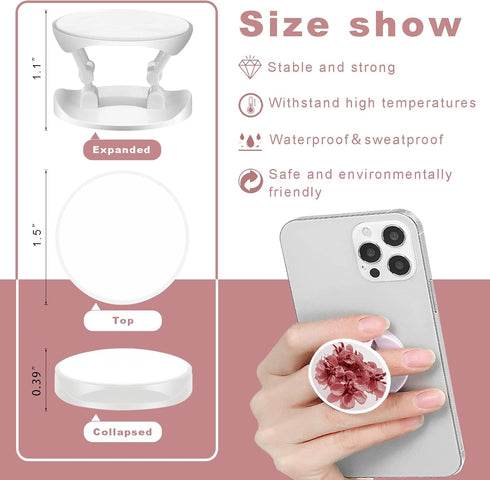 ULENDIS 30 Pieces Blank Sublimation Phone Holders Set - Collapsible Brackets with 30 Aluminum Sheets for DIY Finger