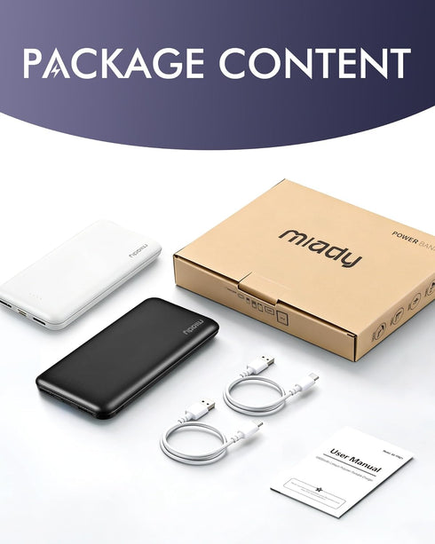 Miady 2-Pack 10000mAh Pack 3 2 17/16/15/14/13 S24/22 (2 Portable Charger, Slim Power Bank Travel Battery Outputs Inputs