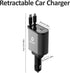 120W Retractable USB C Car Charger, 4-in-1 with 2.6ft Type C Cable, QC 3.0 & PD 3.0 Super Fast Charging for iPhone