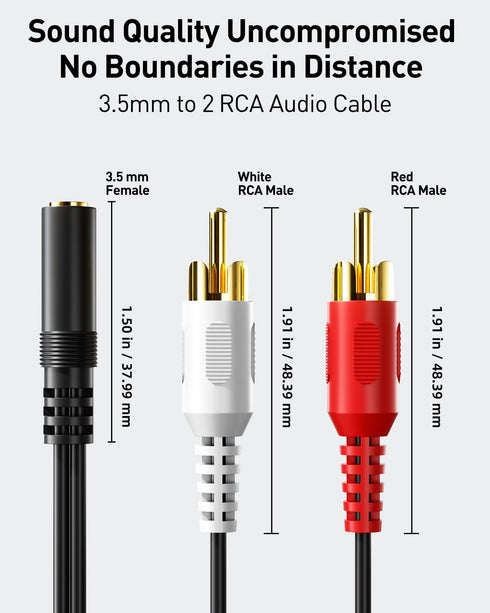 3.5mm 2 2-Pack, MP3, (39 inch) VCE Female to RCA Splitter Male Stereo Audio Y Cable Gold Plated Adapter Compatible