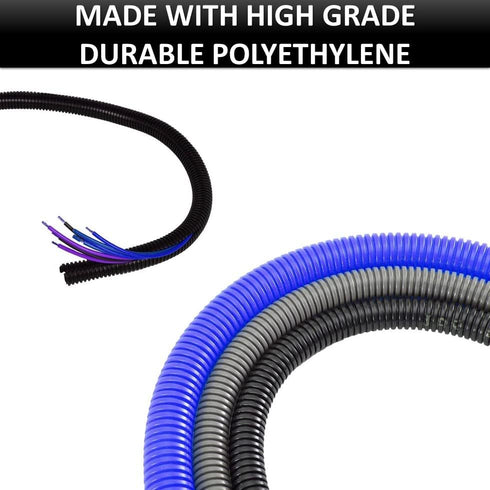 Kable Kontrol Split Wire Loom Tubing, 1/4” Inch, 10 Ft Long, Black Wire Conduit Cover