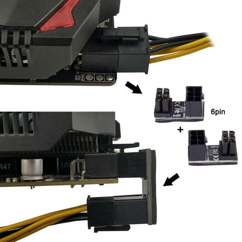 chenyang 2 Pack ATX 6Pin 180 Degree Angled Power Connector Adapter for GPU Graphics Card