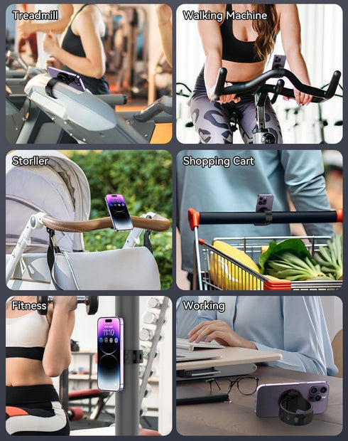 HoneTeek 17 N52 12-17 Magnetic Phone Holder for Stroller, Strong Magnetic Bar Phone Mount for Bike, Gym Treadmill