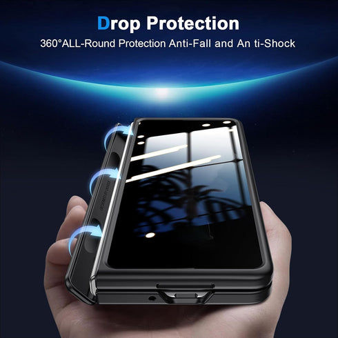 Galaxy Z Fold 3 Multifunction Business Case - Privacy Screen Protector, Hidden Kickstand, Wireless Charging, Thin