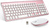 FENIFOX Wireless Keyboard and Mouse, Full-Size Compact, Whisper-Quiet, Compatible with Mac PC Laptop, Rose Gold Pink