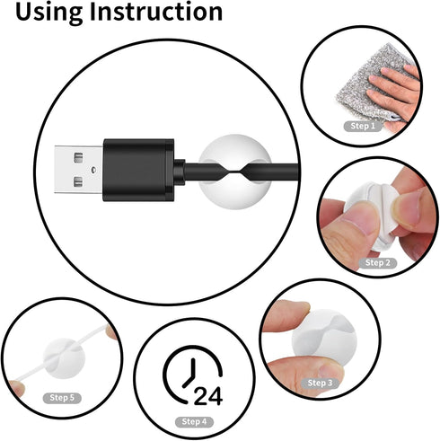 12PCS White Cord Holder Cable Clips, Adhesive Wire Organizer, for Nightstand, Desk, Office, Appliances