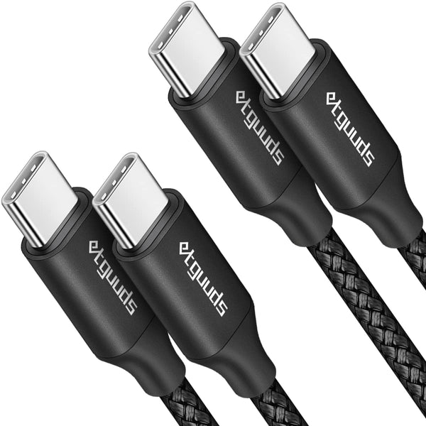etguuds 12ft Long USB C to USB C Cable 2-Pack, 60W Fast Charger for iPhone 15 Pro Max, MacBook, Samsung Galaxy S24,