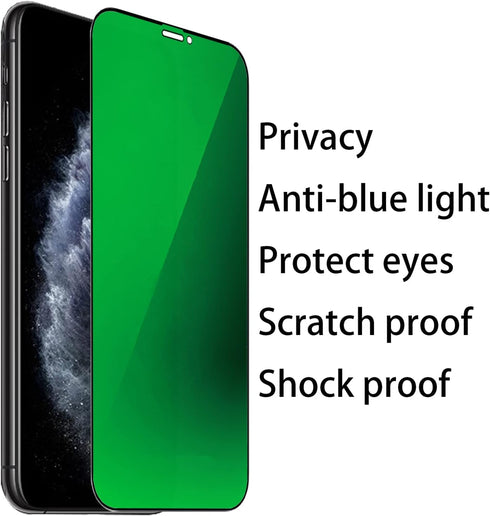 2 PCS Anti-Blue Privacy Tempered Glass Mirror Screen Protector for iPhone 11 Pro Max/iPhone XS Max, 6.5 inch