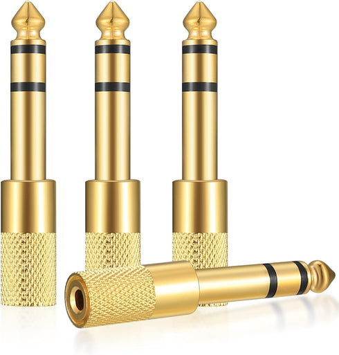 4 Pcs 6.35mm Male to 3.5mm Female Stereo Headphone Adapters, Gold Plate Audio Adapter Jack Plug for Headphones