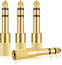 4 Pcs 6.35mm Male to 3.5mm Female Stereo Headphone Adapters, Gold Plate Audio Adapter Jack Plug for Headphones